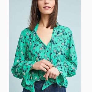 JUST Female Green Floral Rosine Blouse